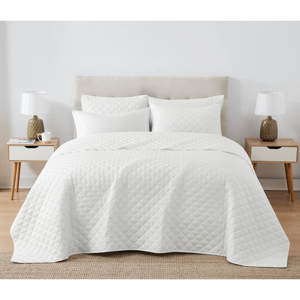 Cannon Solid Oversized Percale 3 Piece Quilt Set