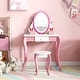 preview thumbnail 6 of 12, Pink Kids Vanity Table and Stool Set with 360 Rotating Mirror and Whiteboard Perfect for Gift - 27"L x 16.5"W x 39.5"H