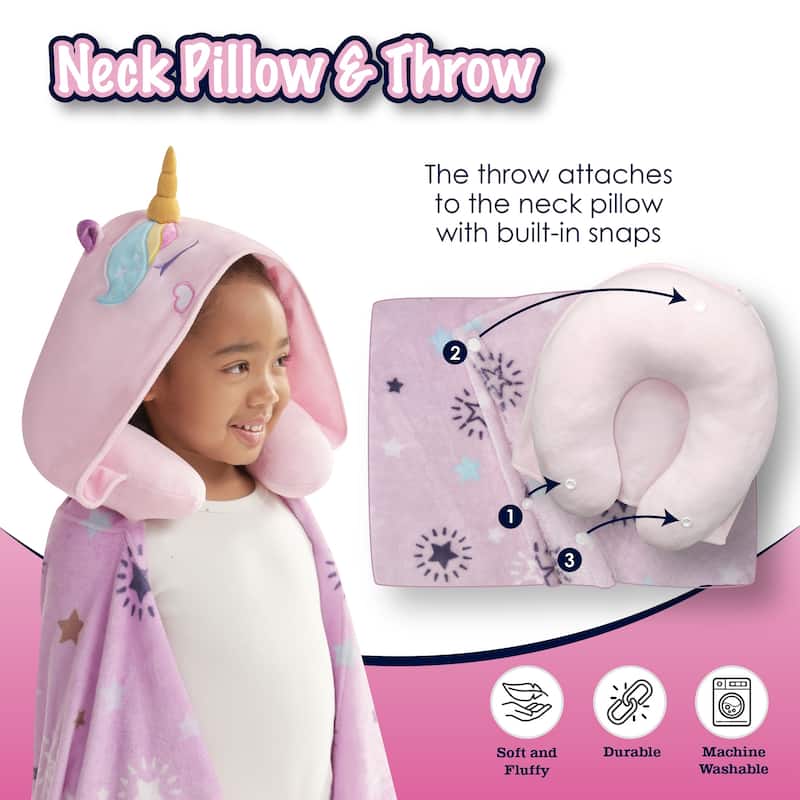 3D Animal Neck Pillow and Throw Set for Kids
