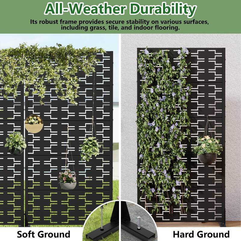 Outdoor Privacy Screen Metal Screen Fence Panel Set of 2