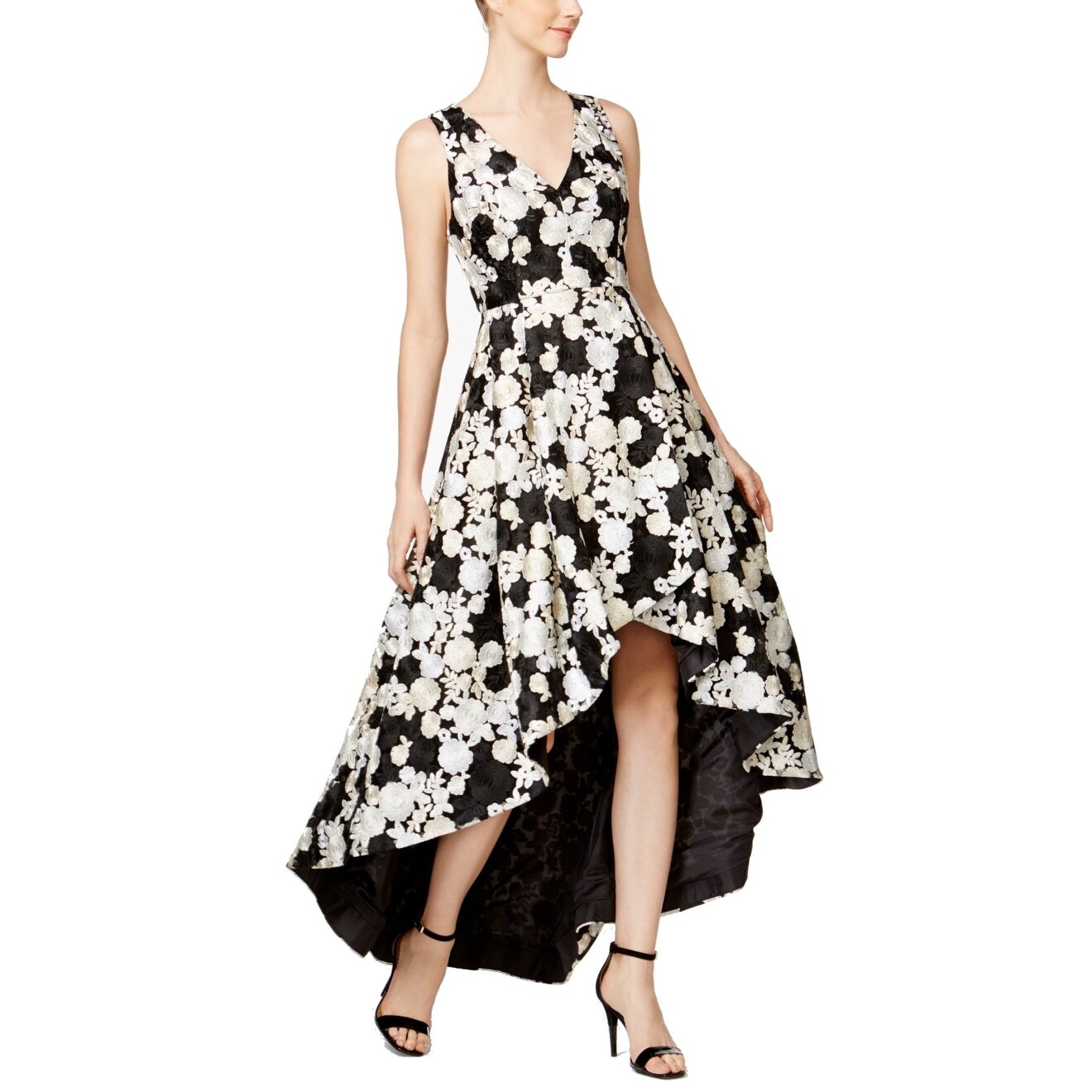 calvin klein black embroidered dress