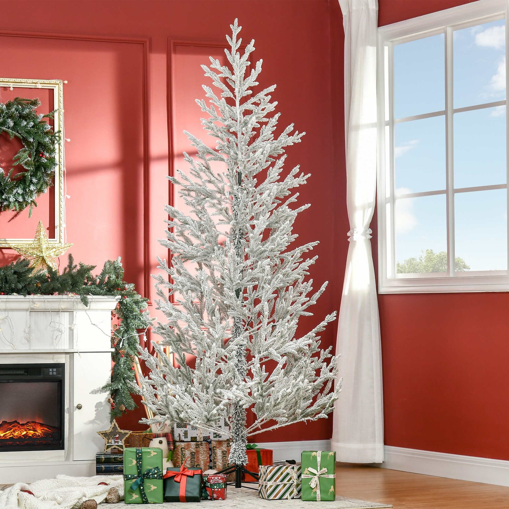 7 ft white store flocked christmas tree