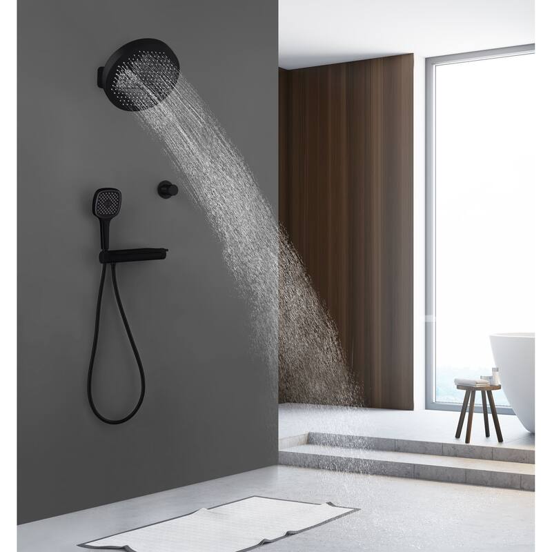 Modland 3-Function Shower System - Gunmetal/Matte Black, Bathtub Spout, 10-Grade Salt Spray