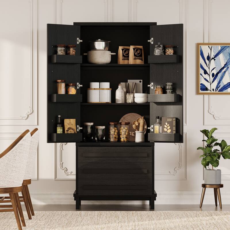 Christopher Knight Home - Linda 70" Kitchen Pantry Cabinet with Adjustable Shelves, 3 Drawers & 6 Door Racks