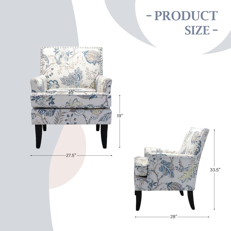 Akorda French Country Armchair with Nailhead Trim and Solid Wood Legs by HULALA HOME
