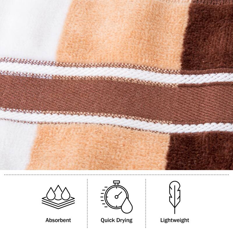 Towel Set with Bath Towels, Hand Towels, and Wash Cloths - Solid and Striped Towels by Lavish Home
