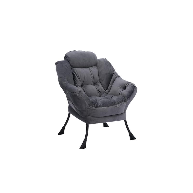 Living Room Chairs Modern Cotton Fabric Lazy Chair,Single Steel Frame Leisure Sofa Chair with Armrests and A Side Pocket