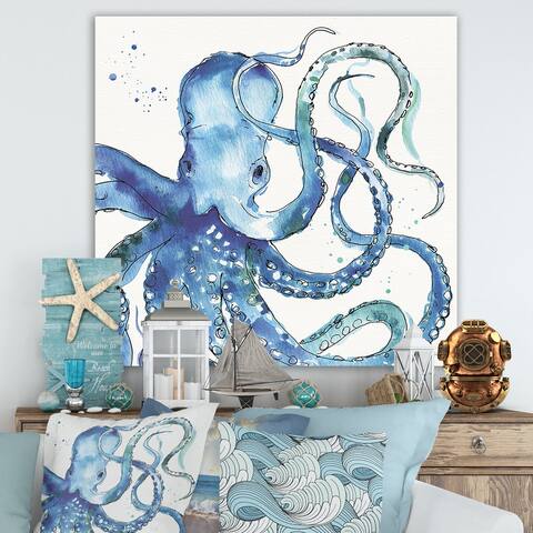 Designart 'Blue Deep Sea VIII' Coastal Premium Canvas Wall Art