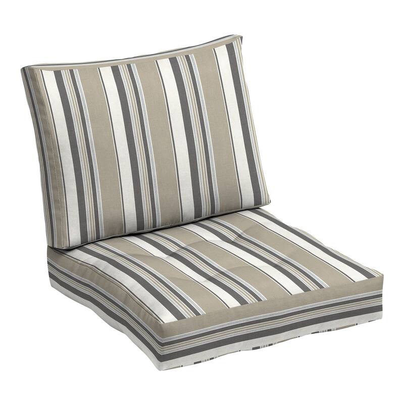 ARDEN earthFIBER Tufted Blowfill Deep Seat Set, 24 x 24 - Taupe Grey Boardwalk Stripe