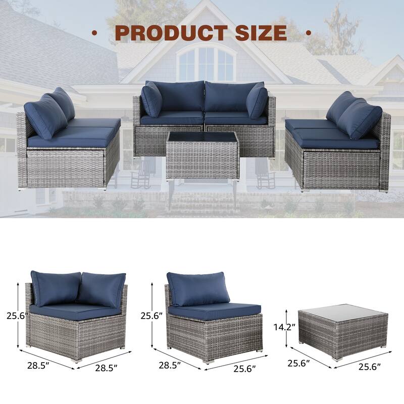 7-Piece Wicker Patio Conversation Set with Cushions