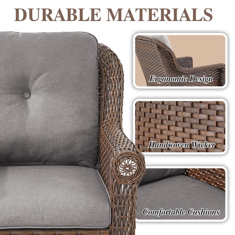 2 Piece Outdoor Arm Chair with Cushion Brown - Grey