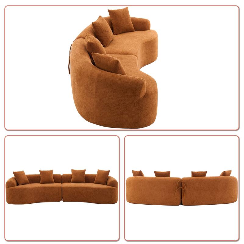 Modern Minimalist 3-Seater Frame-Free Compressed Chenille Upholstered Sectional Sofa