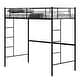 preview thumbnail 8 of 7, Twin Size Space-saving Metal Loft Bed with Full-Length Guardrail and 2 Ladders-Black - Black