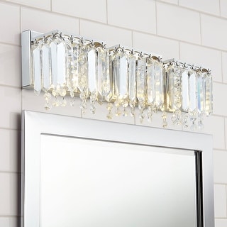 Golden Lighting Krysta 3-Light Chrome Glam Vanity Light Golden Lighting Krysta 3-Light Chrome Glam Vanity Light