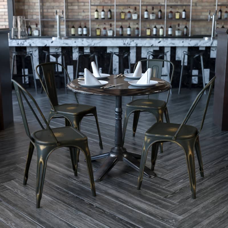 Distressed Metal Indoor-Outdoor Stackable Chair - Kitchen Furniture - Copper