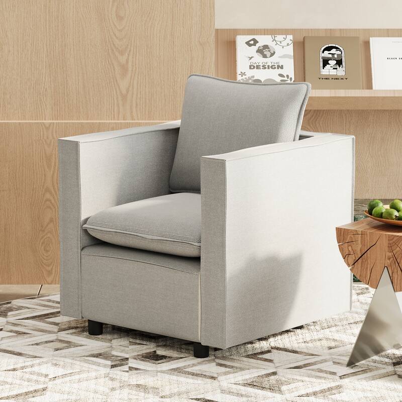 Linen Armchair with Soft Foam Cushion & Modern Frame