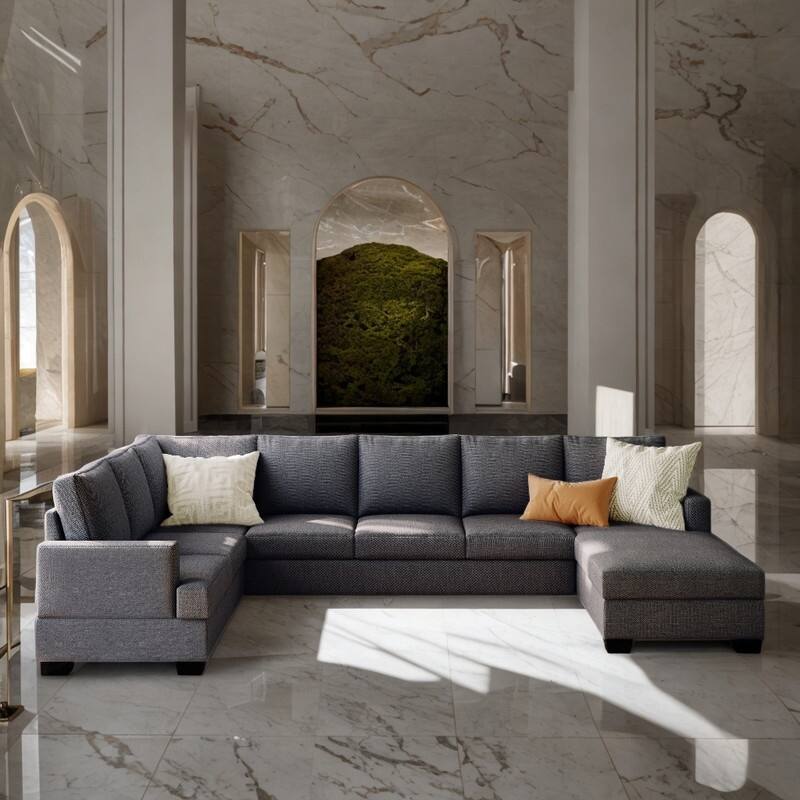 125"W Large Upholstered U-Shape Sectional Sofa, Living Room Sectionals Extra Wide Chaise Lounge Couch