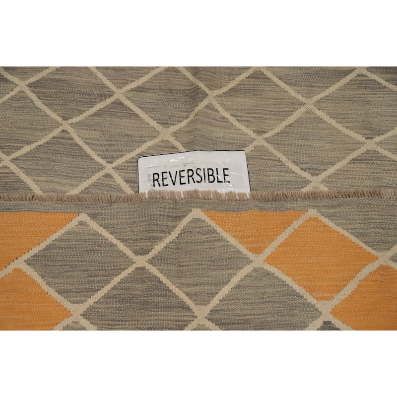 Hand Woven Oriental 100% Wool Carpet Southwestern Tribal Greys & Charcoal Kilim Area Rug - 7' 10'' X 5' 0''
