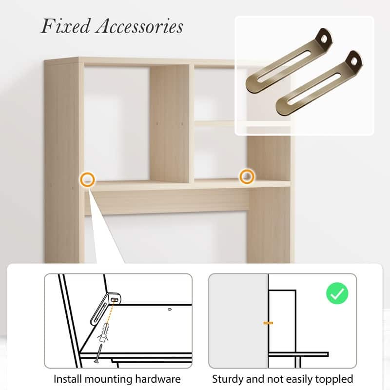Desktop Shelf Bookshelf Storage for College Dorm Office Home, White