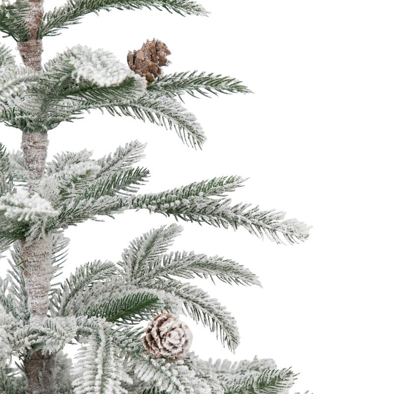 Flocked Potted Snowy Christmas Tree with Pinecones - 24.75" - Unlit