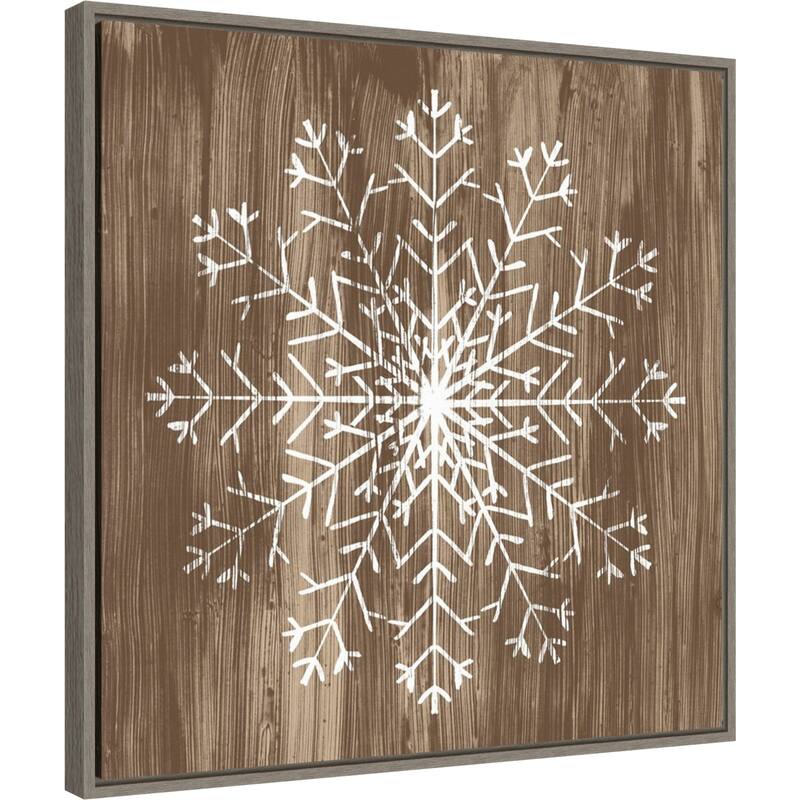 Barnwood Wonderland III Snowflake by June Erica Vess Framed Canvas Wall Art