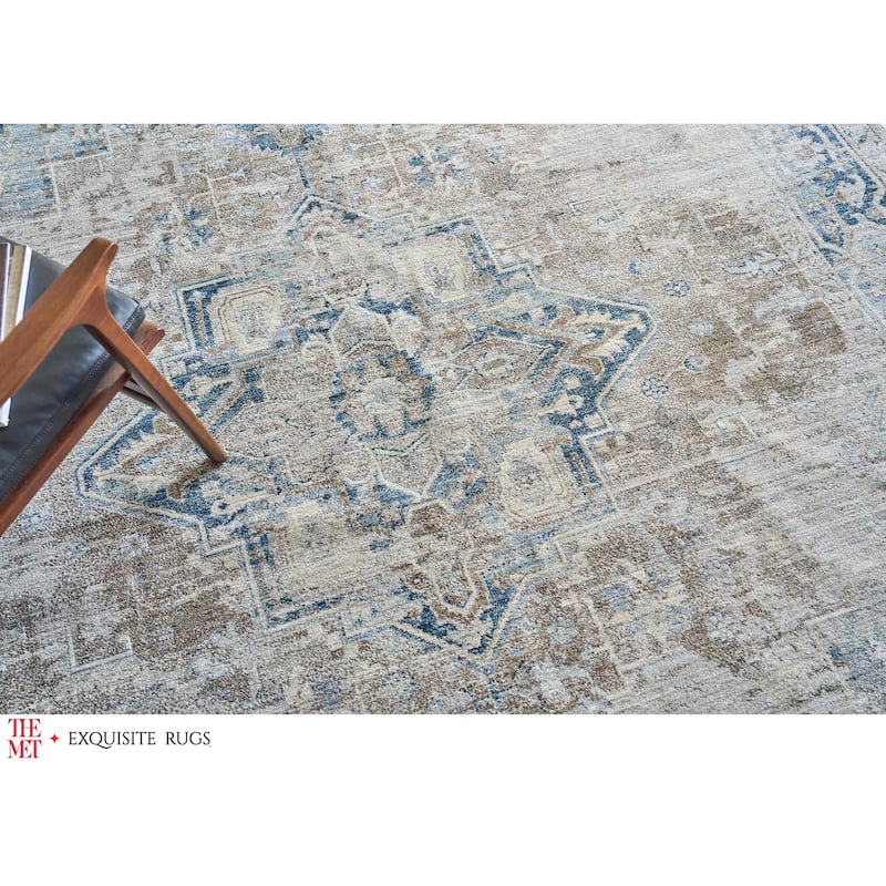 The Met X Exquisite Rugs Vintage Looms Rust/Navy Area Rug.