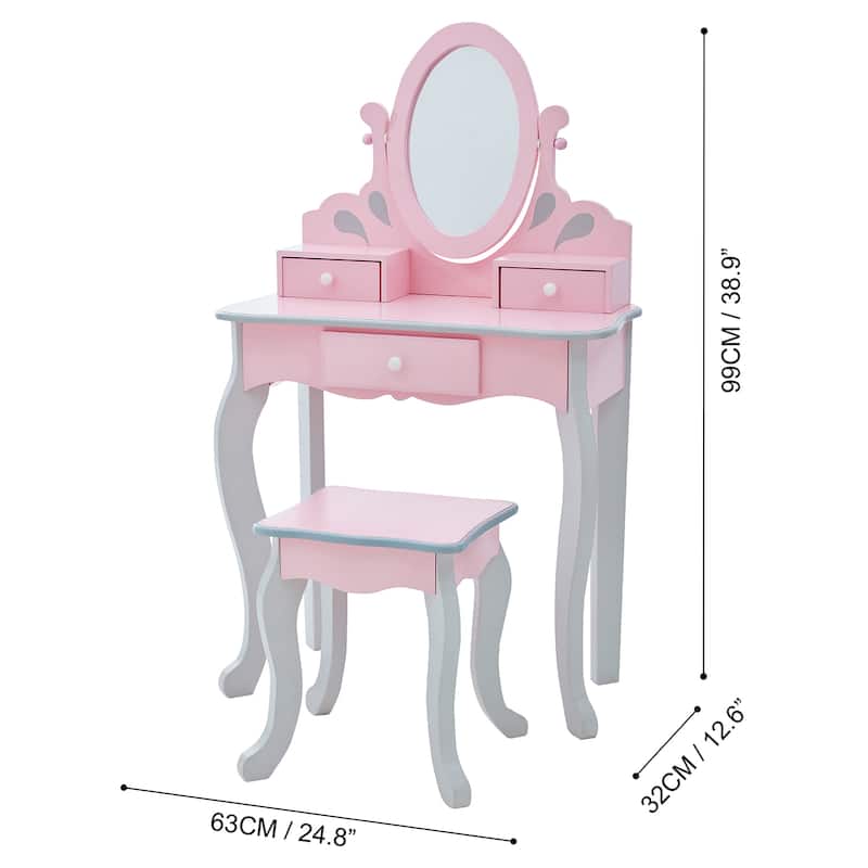 Teamson Kids - Little Princess Rapunzel Play Vanity Set - Pink / Grey