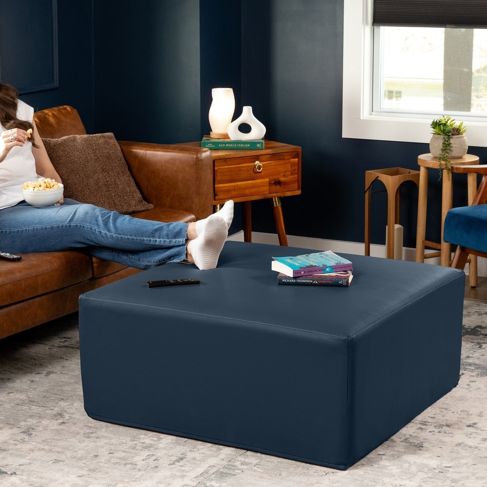 Jaxx Fairlie Couch Ottoman - Oversized Square Foam Coffee Table Ottoman