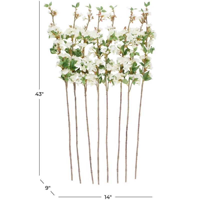 Faux Foliage Begonia Tall Artificial Flower Stem - Set of 8 White - Roche River Decor