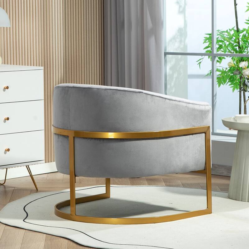 Modern Velvet Gold Accent Armchair