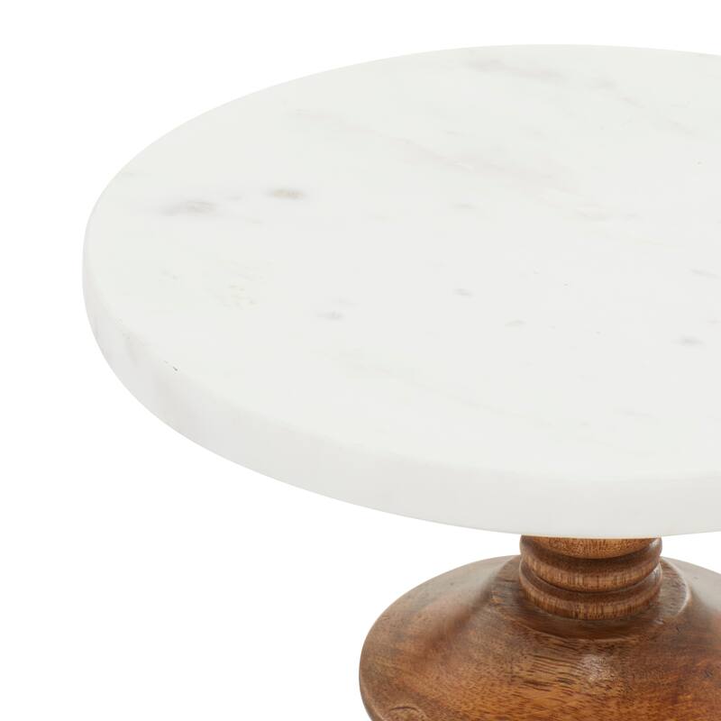White Mango Wood Cake Stand with Wood Base
