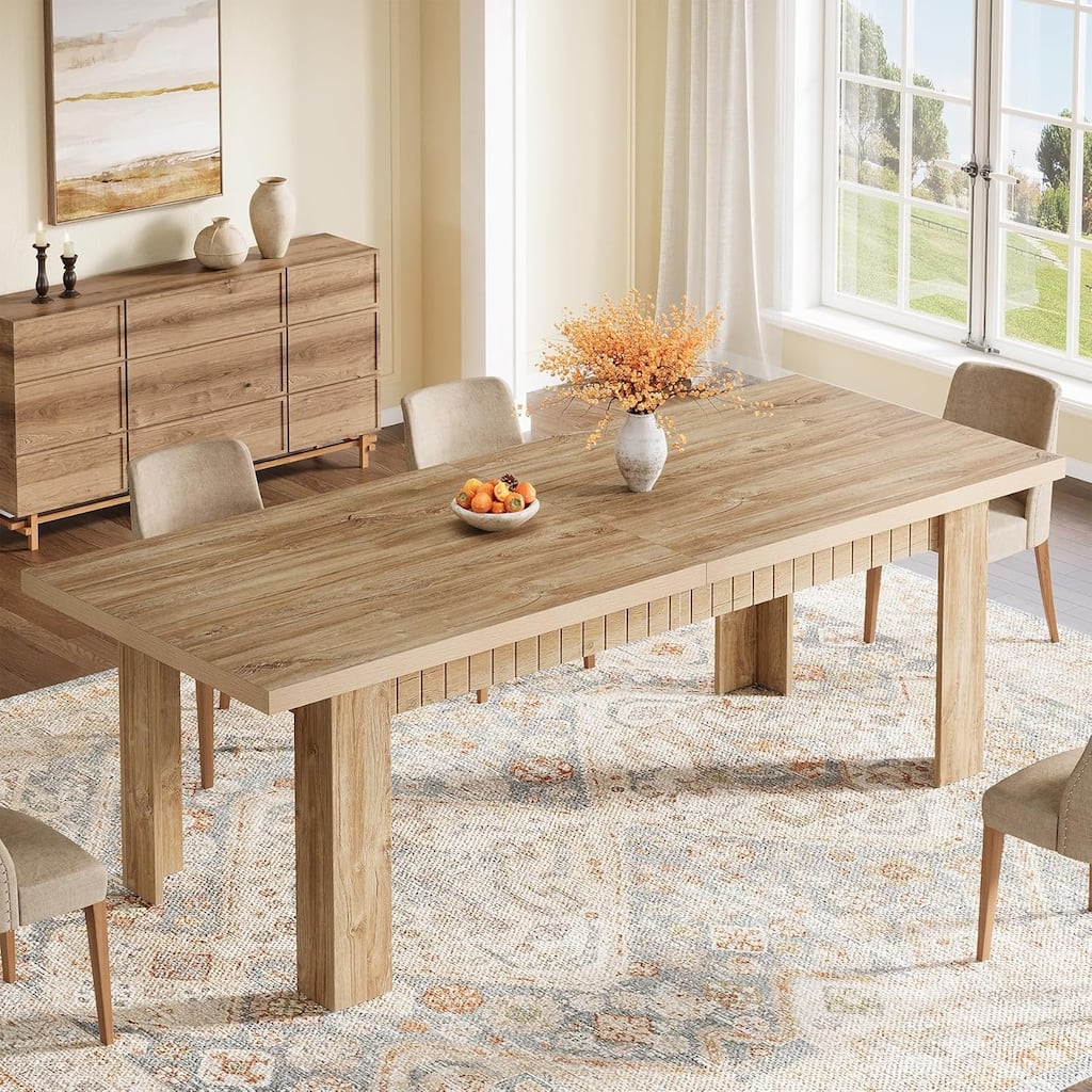 79" Dining Table for 6-8 People, Farmhouse Extra Long Kitchen Table