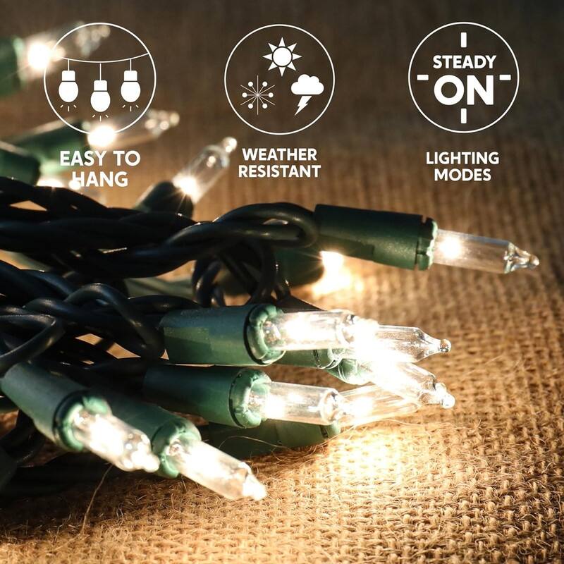 100-Count Clear White Christmas Light Set - Green