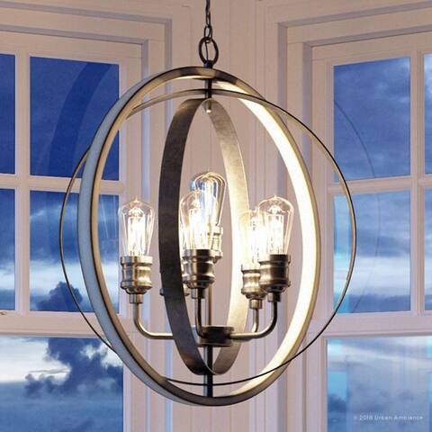 Luxury Vintage Pendant Light, 30.75"H x 28"W, with Modern Farmhouse Style, Galvanized Steel Finish by Urban Ambiance
