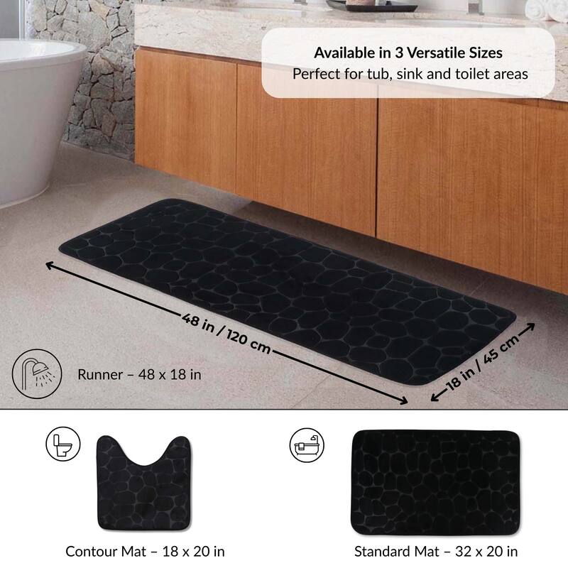 Memory Foam Runner Bath Mat Pebble Design 48x18