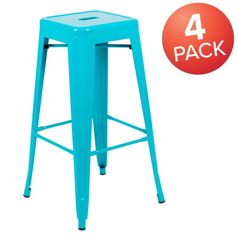 Metal 30-inch High Indoor Stackable Bar Stool (Set of 4)