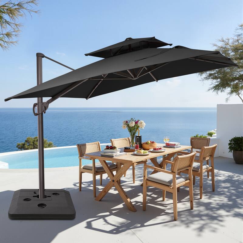 11 x 9 ft Patio Cantilever Offset Umbrella with Base Stand