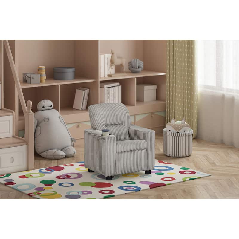 Olive & Opie Oakley Kids Recliner - Soft Gray Cords