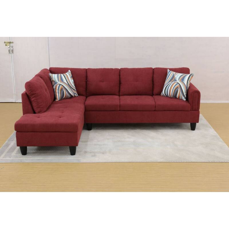 KISRAIS 97" Wide 2-Piece Flannel Sectional Sofa for Small Spaces