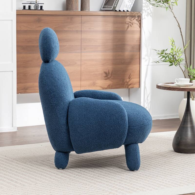 SEYNAR Modern Faux Sherpa Upolstered High Back Armless Accent Chair