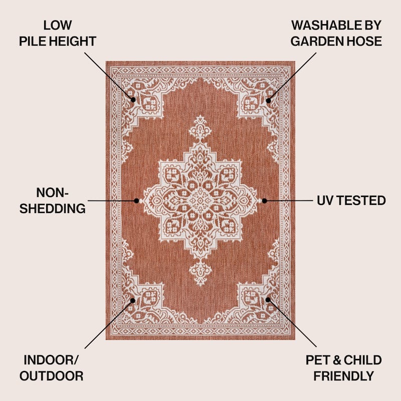 JONATHAN Y Casual Medallion Indoor/Outdoor Area Rug