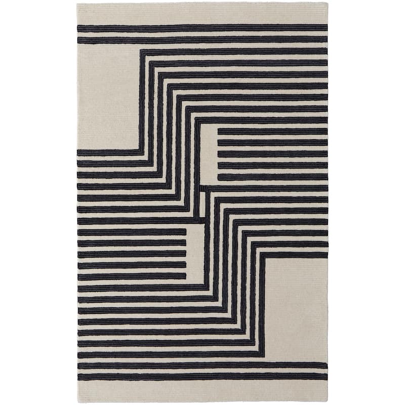 Grand Bazaar Ardon Hand Tufted Abstract Transitional Area Rug - 8' x 10' - Gray/Ivory/Black