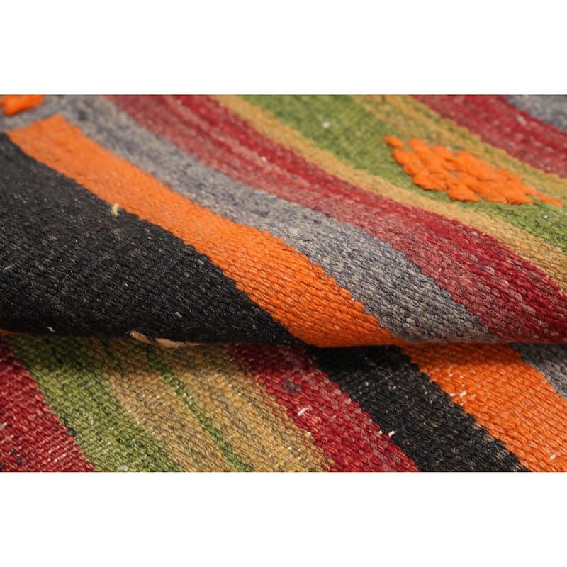 Hand Woven Oriental 100% Wool Carpet Southwestern Tribal Multi-Colored Kilim Area Rug - 11' 5'' X 6' 2''