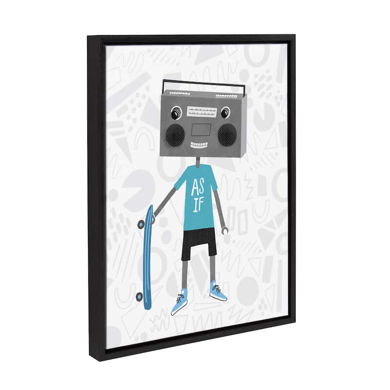 Kate and Laurel Sylvie Boom Box Boy 2 Framed Canvas by Molly Fabiano