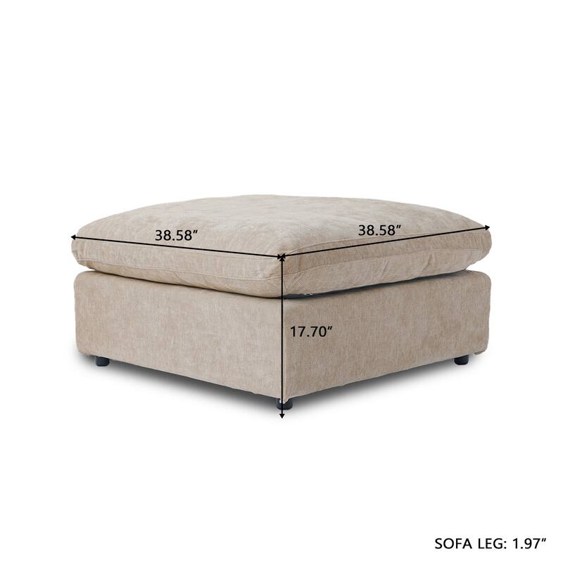 Oversized Modular Sofa with Pillows, Linen Blend Fabric Minimalist Deep Seat Sofa Couches for Living Room, Khaki