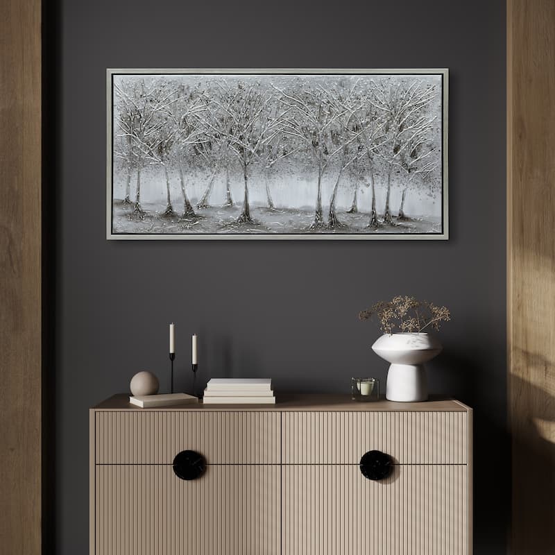 Solitary Field Textured Metallic Hand Painted Canvas Wall Art