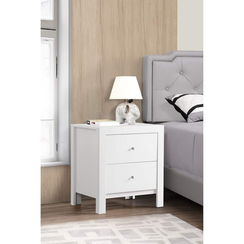 Versatile White Nightstand with Two Drawers for Any Bedroom