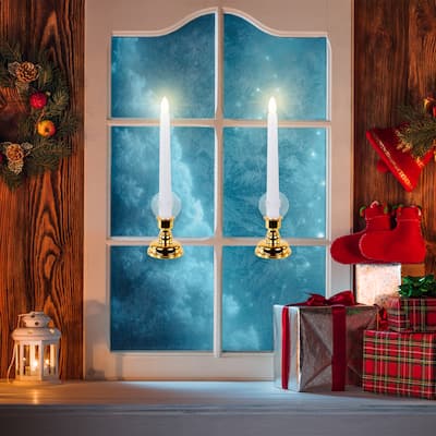 Single Light Window Candles with Remote and Timer - 10" - White - Set of 6
