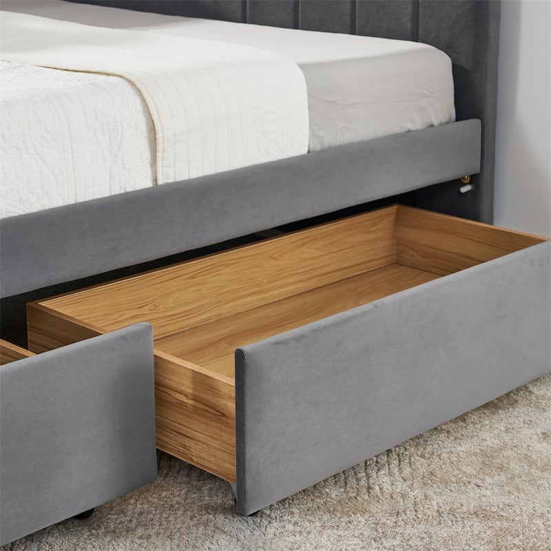 Full Size Upholstered Tufted Bed Frame with Two Drawers,Sofa Bed Frame