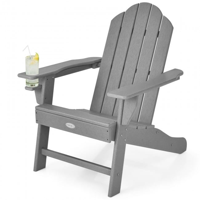 Outdoor Adirondack Chair with Built-in Cup Holder for Backyard Porch - 34" x 31" x 37" (L x W x H)